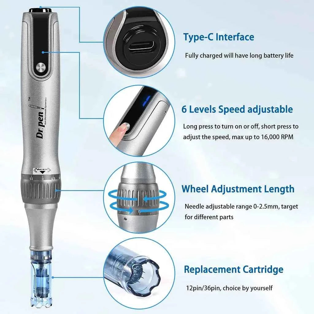 Stylo de microneedling Dr. Pen M8S avec cartouches | Dermapen original pour usage domestique 
