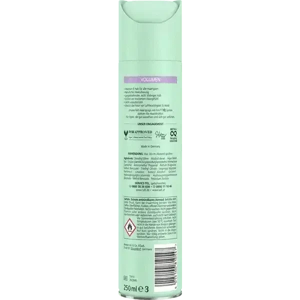 Laque volumisante Taft pour tous types de cheveux - 250 ml 